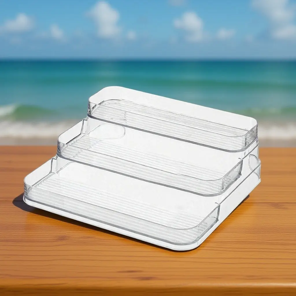 

Трехуровневая прозрачная полка-лестница для хранения: органайзер для специй, приправ, косметики и уходовых средств в кухонном шкафу