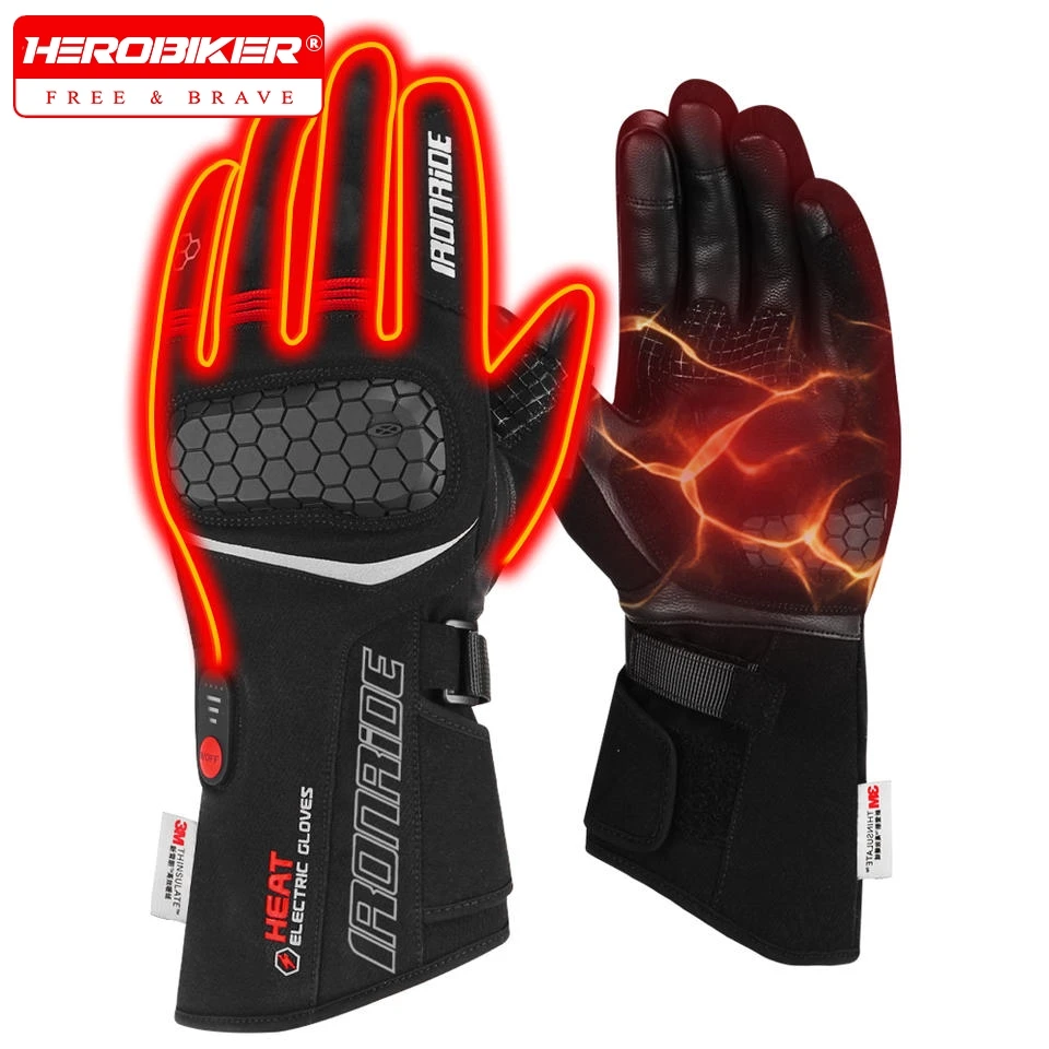 

Heated Gloves Motorcycle Winter Moto Heated Gloves Warm Waterproof Rechargeable Heating Thermal Gloves For Snowmobile