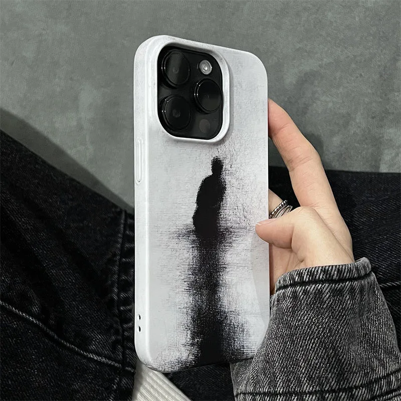 أحادية اللون الحد الأدنى مجردة الفن رجل في المياه صورة ظلية جراب هاتف آيفون 17 16 15 14 11 12 13 برو ماكس الهواء زائد غطاء #5