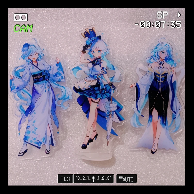 Game Peripheral Genshin Impact Furina Focalors Cartoon Acrylic Stand Figure Model Plate Desktop Decor Cosplay Gifts