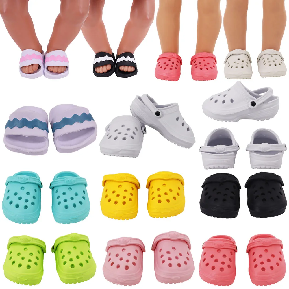 Doll Shoes Slippers Perforated Sandals Beach Shoes For 18Inch  American&43Cm Reorn Baby Doll Children's Gift For Our Generation