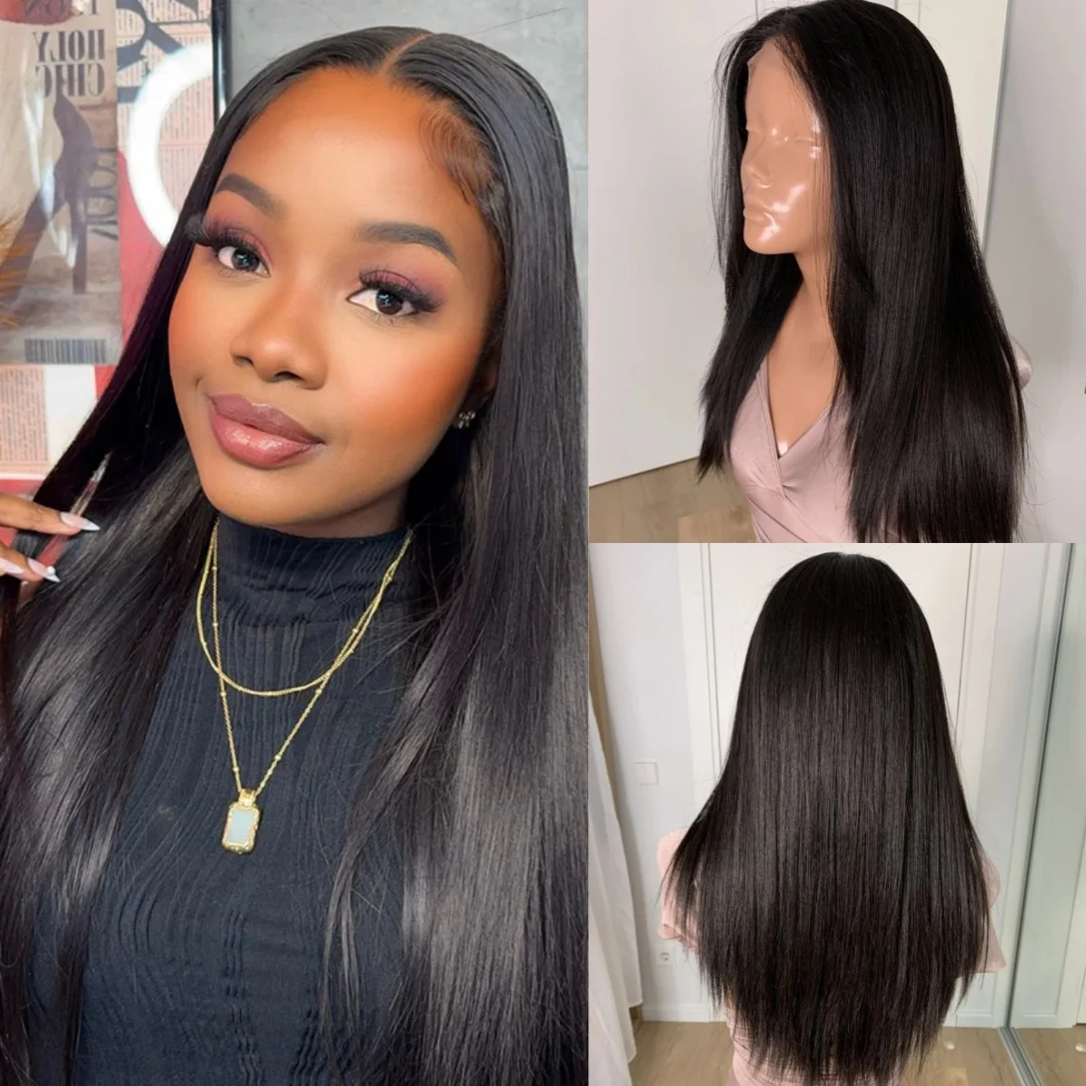 

Luxurious 360 Full Lace Wig Brazilian Human Hair Wig 180% Density Pre Plucked Natural Hairline Wigs For Women Daily