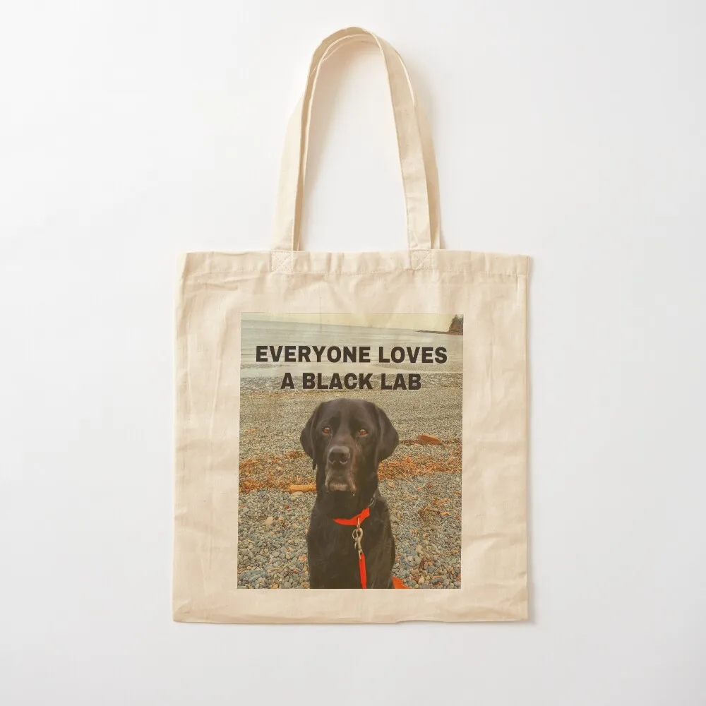 Everyone Loves A Black Lab - Black Labrador Dog Design Tote Bag tote bags men Beach bag supermarket folding bag