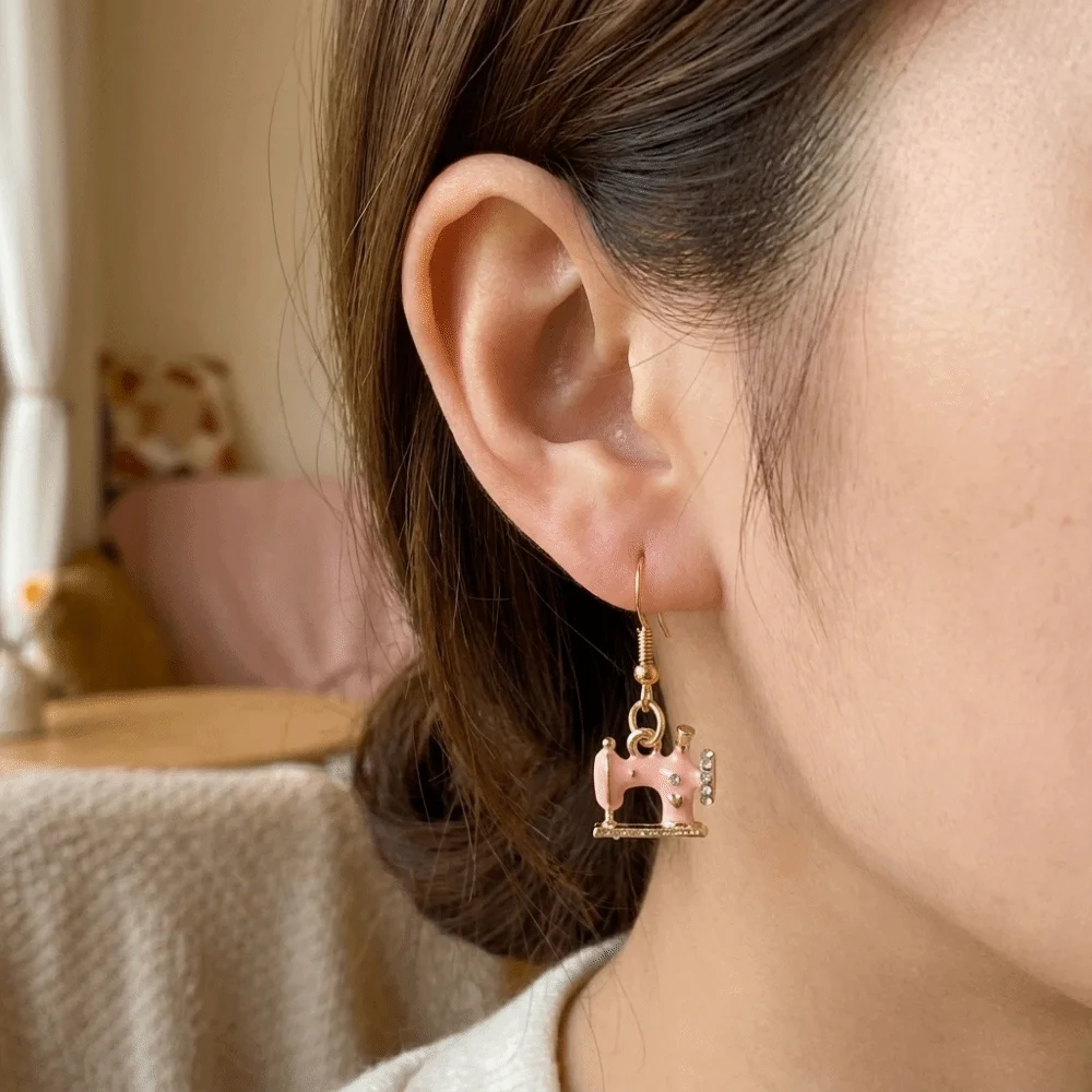 New Vintage Sewing Machine Earrings Multi-color Enamel Drip Oil Earrings Exquisite Creative Alloy Earrings Women
