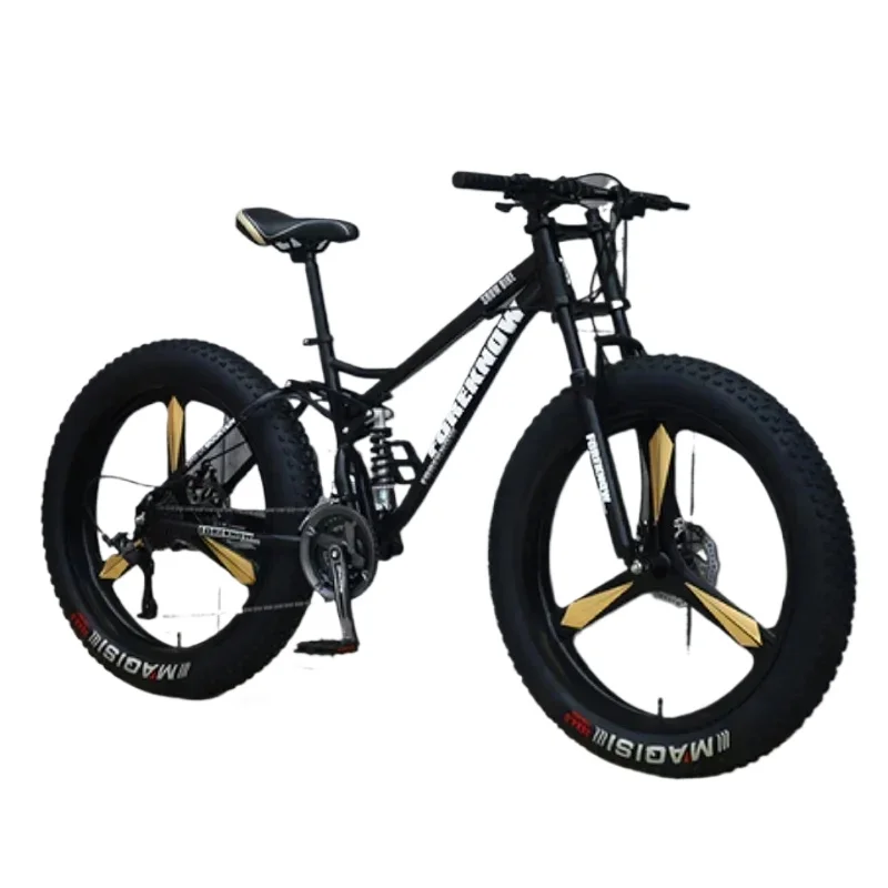 Snow Mountain Bike 24/26 Inch 21/24/27/30 Speed Three Blade Wheel 4.0 Wide Fat Tires Hanging Disc Brake Beach Off Road Bicycle