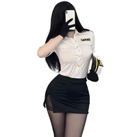 Sexy Ladies Police Cosplay Cop Officer Uniform Policewoman White Shirts Miniskirt Adult Game Party Erotic Costume