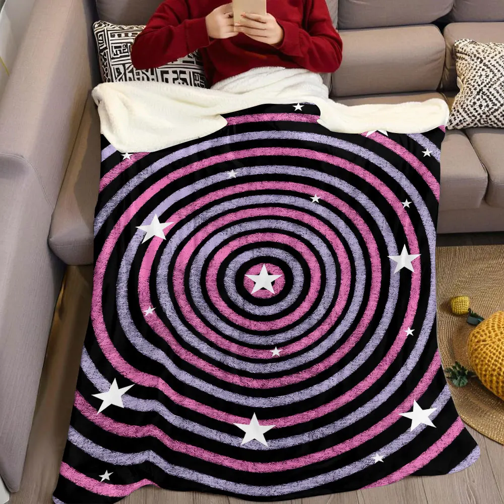 Swirl Star Flannel Blanket Warm Soft Halloween Christmas Decorative Couch Warm Cozy All-Season Gift