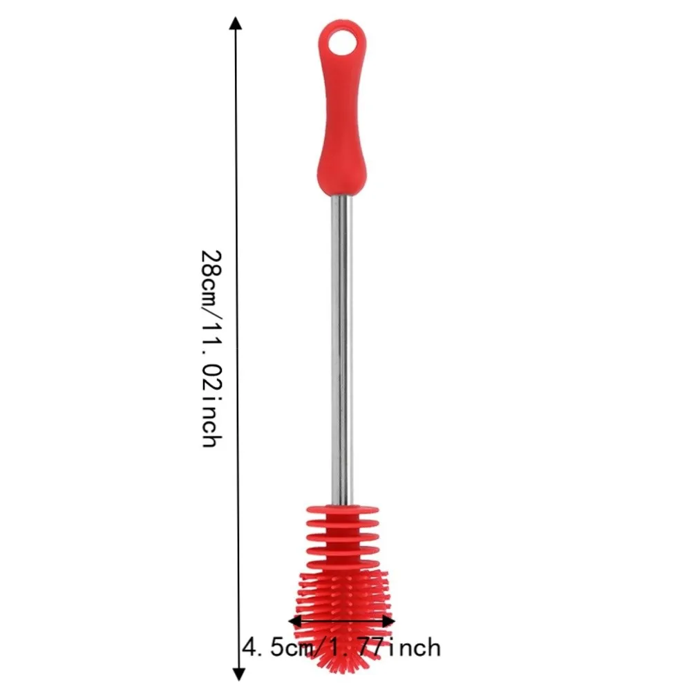 Long Handle Bottle Cleaning Brush Non Scratch Flexible Bristle Kitchen Cleaning Brush Red Water Bottle Brush Vase Cleaning view 6