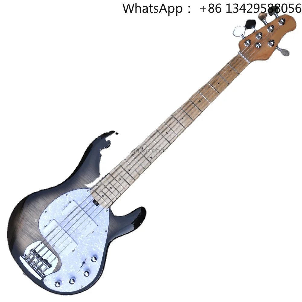 Flyoung 5 Strings Electric Bass Guitar Musical Instruments Flame Maple Bass Guitar