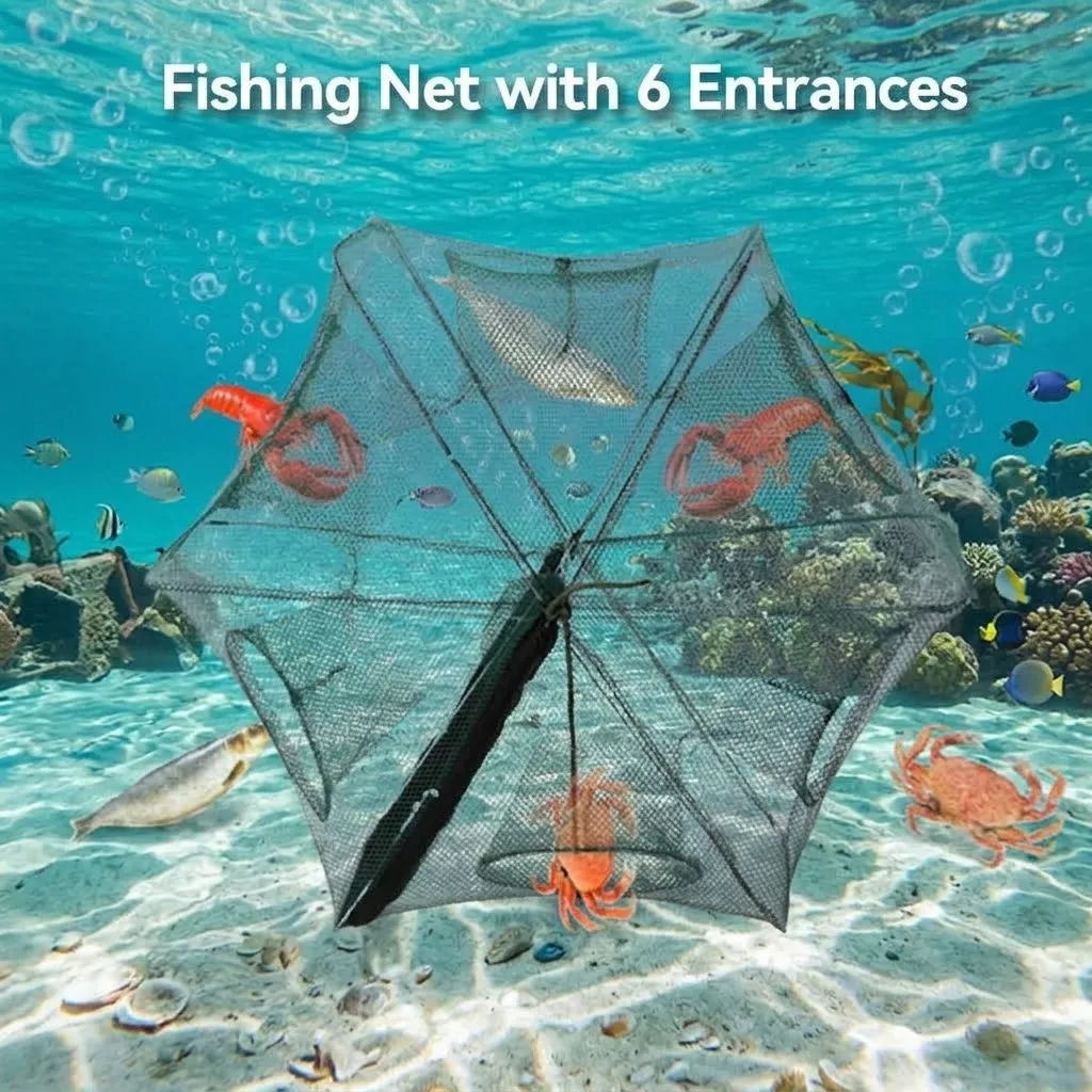 Foldable Crab Trap with Zipper 6 8 Holes Cast Dip Cage for Fish Shrimp Minnow Crayfish Crab Baits Durable Fishing Net Gear