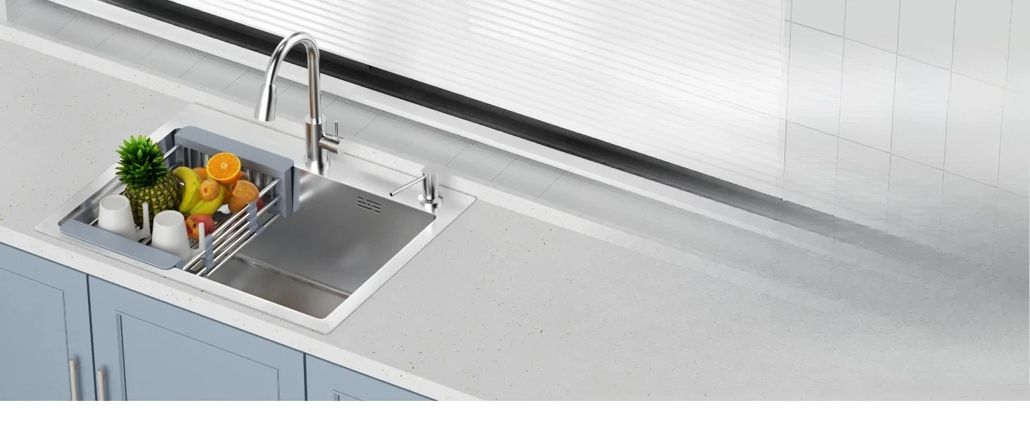 Directo de Fábrica, Fregadero de Cocina VELPAX 2026 de Primera Calidad, 68 x 45 cm, Fregadero de Acero Inoxidable, para Instalar Bajo Encimera o Sobre Encimera con Drenaje