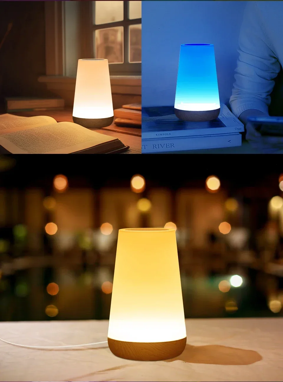 Tuya WiFi Smart Light Bedside Led Night Lights Dimmable Table Lamp RGB Touch Lamp Voice APP Control Google Home Alexa Smartlife