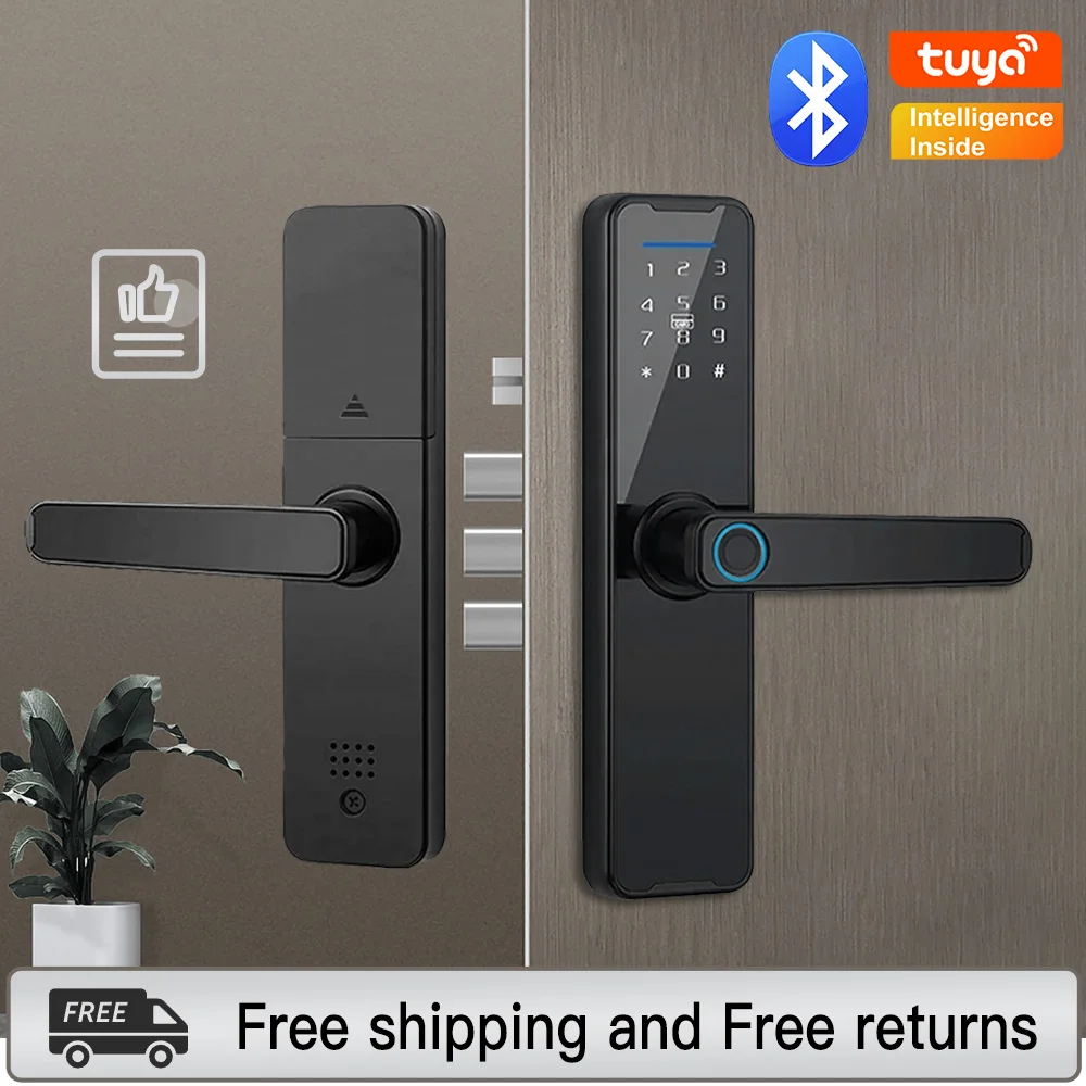 Tuya Digital Electronic Lock Smart Door Lock with Biometric Fingerprint Password Remote Control Unlocking and Keyless Entry