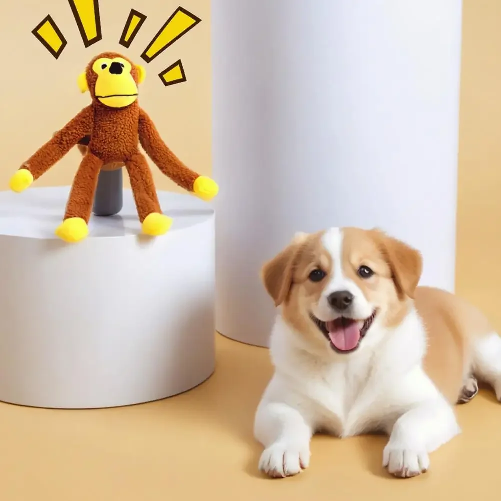 Niedliches Affen-Hundespielzeug aus Fleece-Plüsch, Quietschendes Kauspielzeug mit Langen Gliedmaßen, Bissfest, Stressabbauend, Interaktives Spielzeug – Detail 7