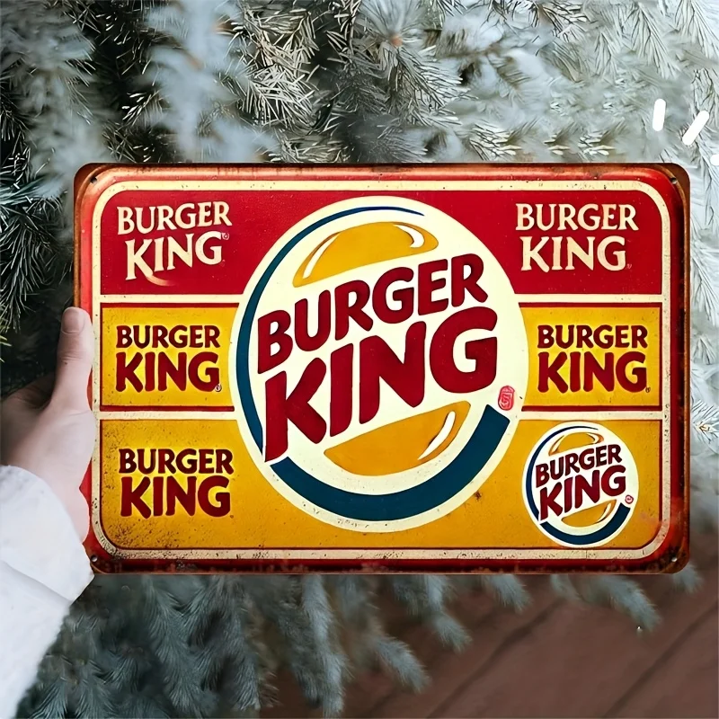 Vintage Metal Wall Sign -  Retro Iron Art Decor with Classic Burger Design for Kitchen, Restaurant, Bar, or Home Dec