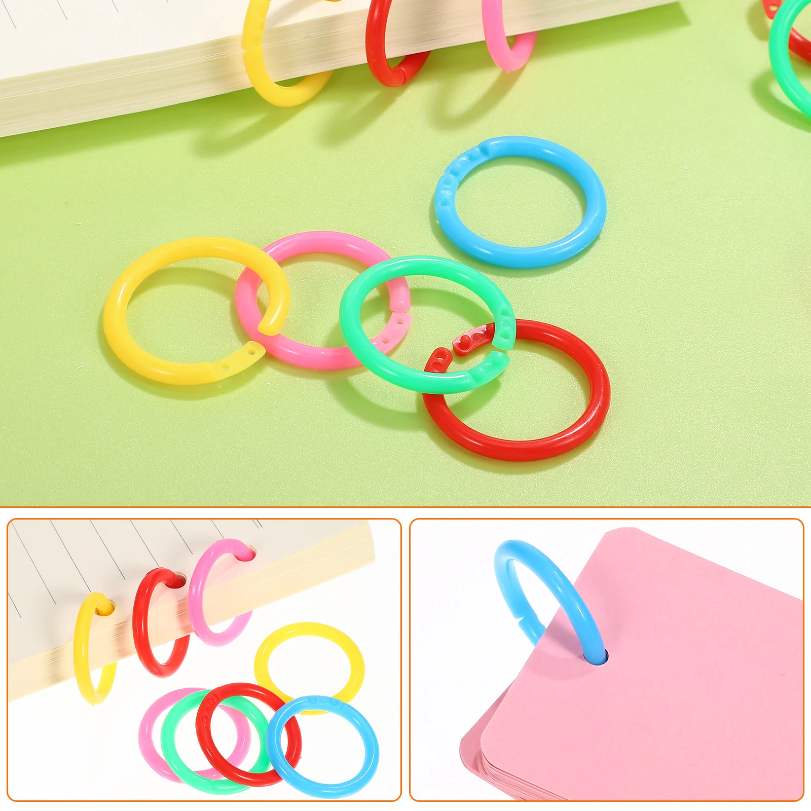 

120pcs Plastic Rings 24Red 24Yellow 24Blue 24Green 24Pink 20mm Binder Book Rings for Loose Leaf Paper Organization Craft Project