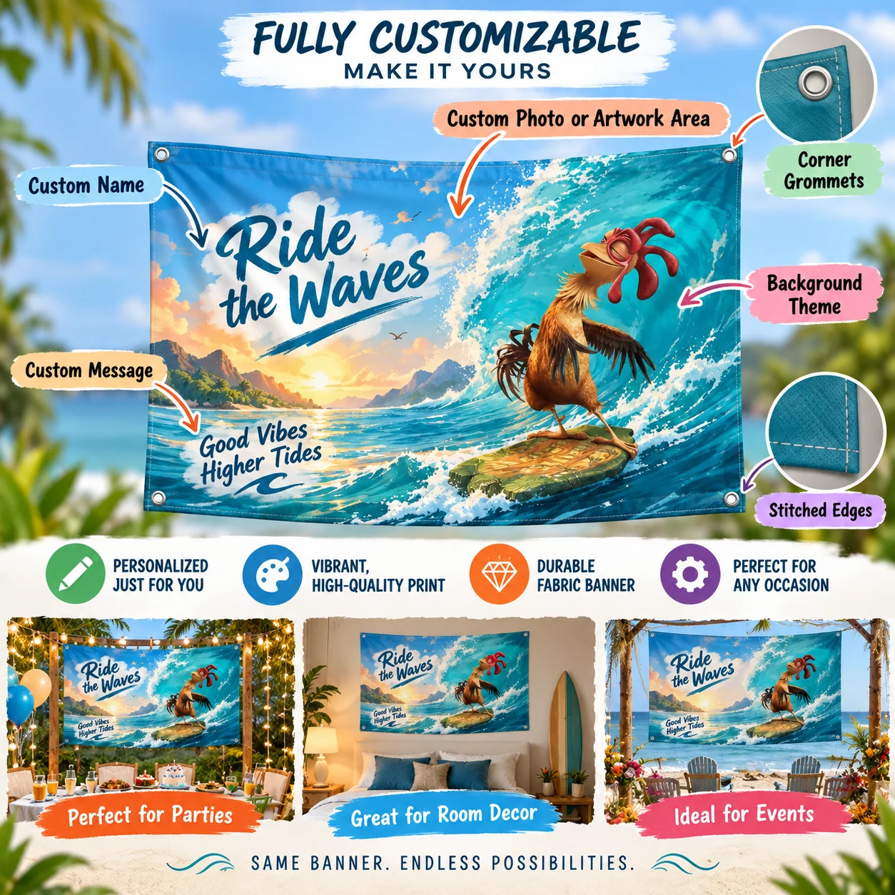 A customizable DIY photo backdrop to set the mood—perfect for living rooms, bedrooms, offices, cars, and outdoor trips—suitable