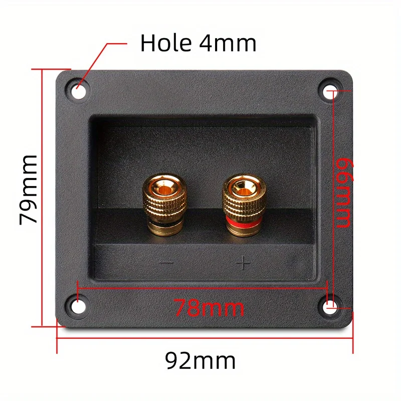 

75mm x width 55mm pure copper terminal Audio 2-position terminal box Mounting Dimensions Long speaker terminal