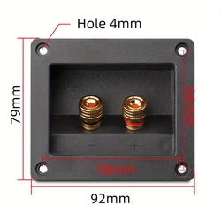 75mm x width 55mm pure copper terminal Audio 2-position terminal box Mounting Dimensions Long speaker terminal