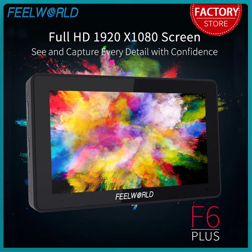 كاميرا Feelworld F6 PLUS مقاس 6 بوصات DSLR شاشة لمس ميدانية مع شاشة HDR ثلاثية الأبعاد LUT FHD 1920x1080 IPS Video Peaking 4K HDMI داخل الخروج