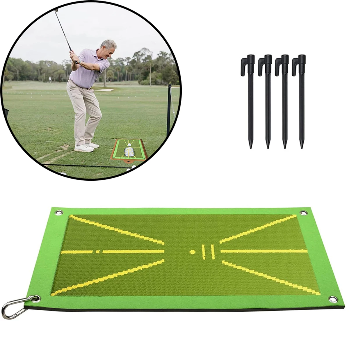 Golf Swing Path Mat – Premium Hitting & Practice Mat with Alignment Guide for Indoor/Outdoor Training, All Skill Levels