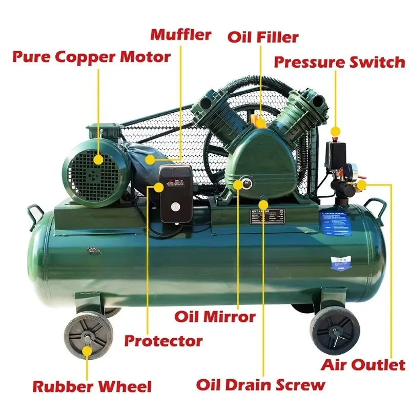 hot sales Future Star Piston High Pressure Air Compressor 4KW 5.5hp 22CFM 130L Oil Tank 60HZ Workshop Thermal Protection