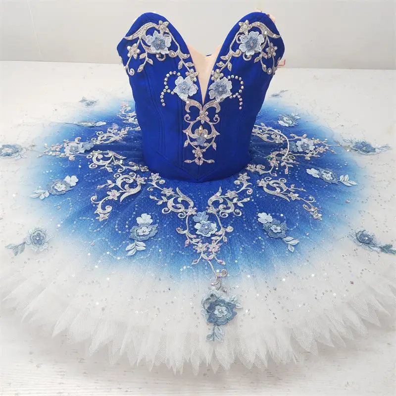 

Professional High Quality 12 Layers Custom Size Kids Girls Women Adult Stage Performance Wear Ombre Blue Ballet Tutu Costumes