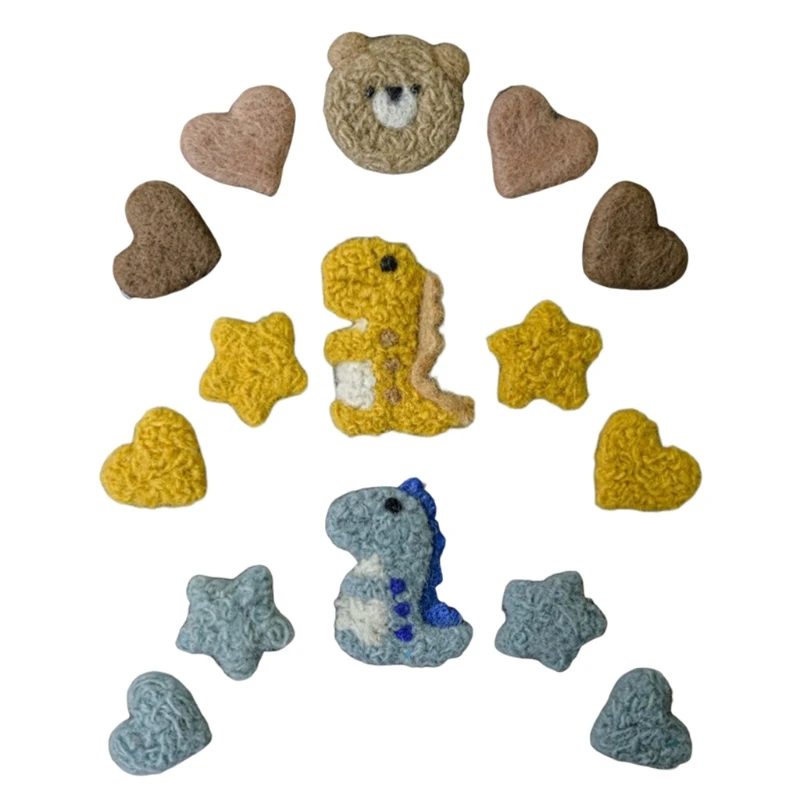 

97BE 5Pcs/Set DIY Handmade Baby Wool Felt Dinosaur Love Heart Home Party Decor