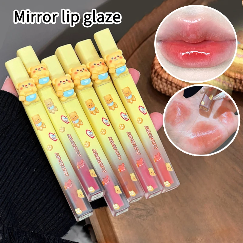 ملمع شفاه بمرآة الدب الشيزي، لون عاري منخفض التشبع، شفاف وشفاف، شفاه دودو بيضاء، مكياج طبيعي