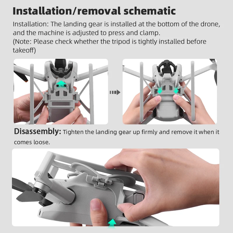 Folding Landing Gear for DJI Mini 3/Mini 3 Pro Extension Support Legs Quick Release Extended Leg Drone Accessories