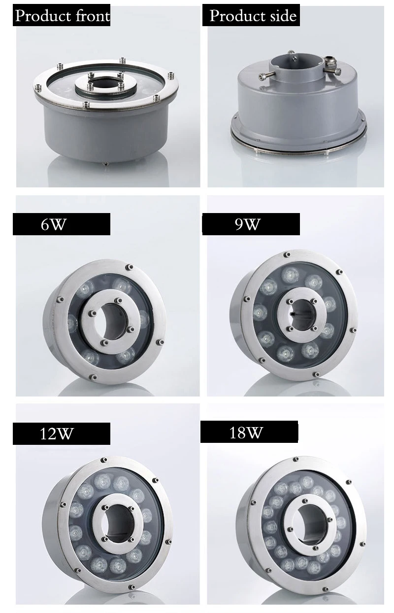 Luz subaquática da fonte conduzida, luz da associação, IP68, 6W, 9W, 12W, 18W, transporte livre, venda quente