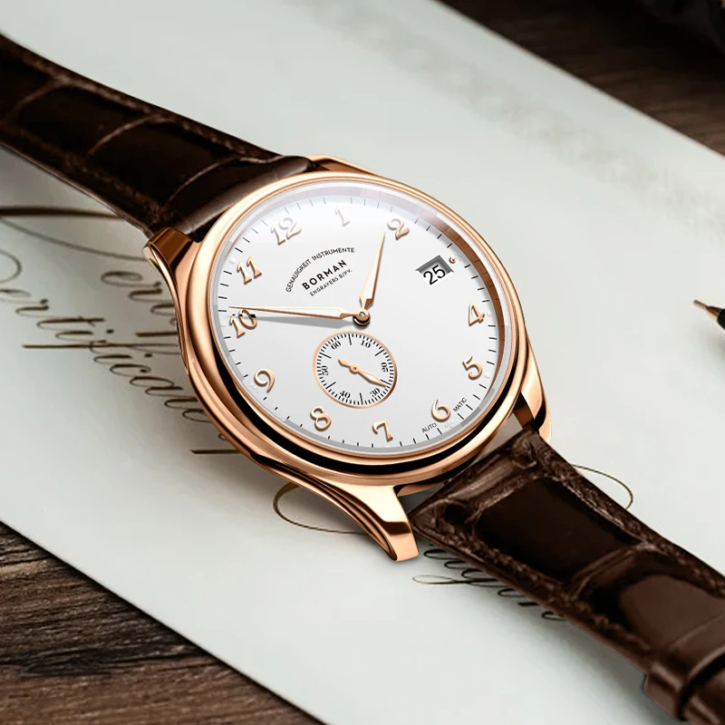 BORMAN Nuova collezione Micro Rotor Orologi da uomo minimalisti Movimento meccanico automatico Orologi da uomo d'affari super sottili