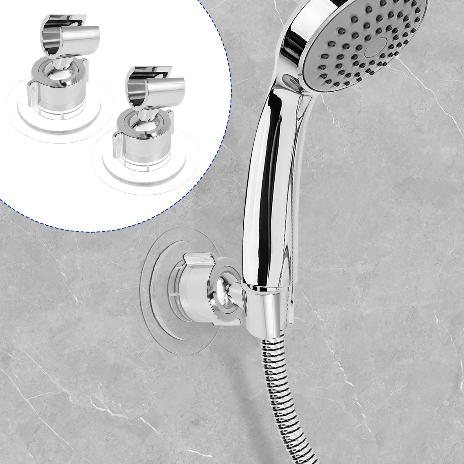 

Держатель насадки для душа Прозрачный без отверстий Неразрушающая установка Регулируемый дизайн Подвесная подставка для душа Запчасти для ванной комнаты