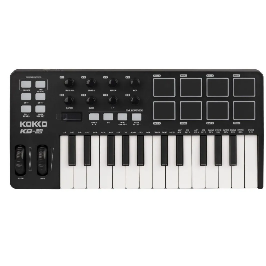 MIDI Keyboard Controller, 25-Key Portable Music Production Keyboard for Electronic Music, USB MIDI Interface