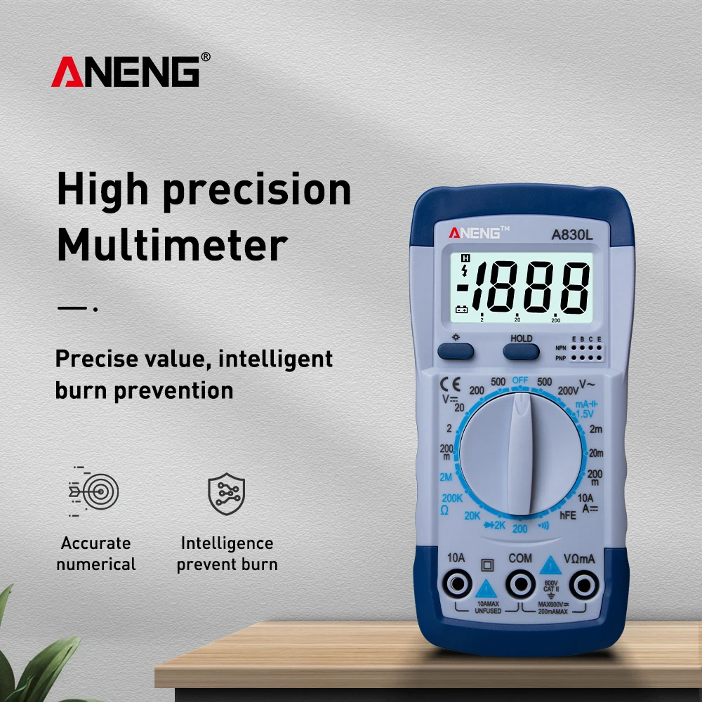 ANENG A830L LCD Digital Multimeter Electric Ammeter Voltmeter Tester Current Meter Handheld DC AC Voltage Diode Freguency  Tool