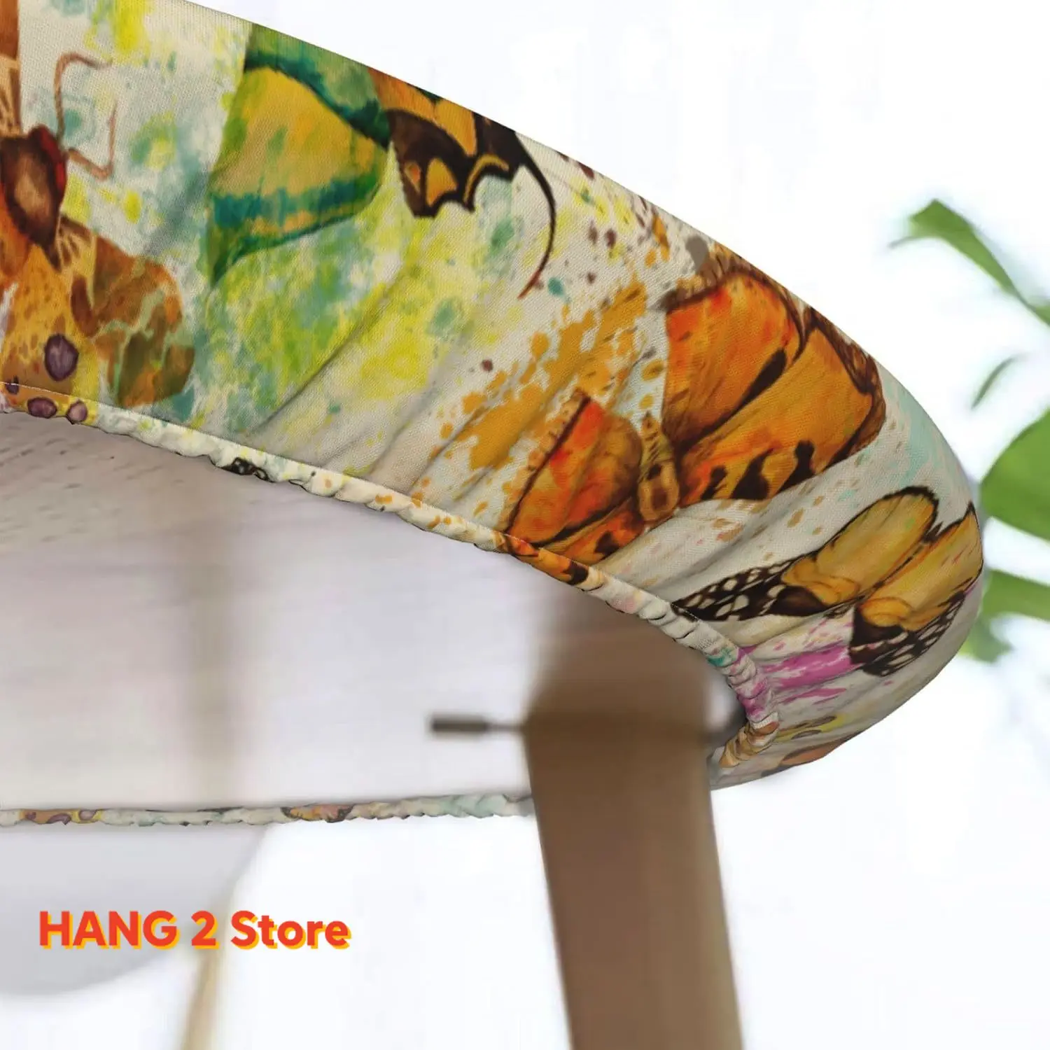 مفرش طاولة مستدير من الفراشات العتيقة باللون الأصفر والأخضر مع واقي مرن لطاولة المطبخ والعشاء مقاوم للماء والزيت