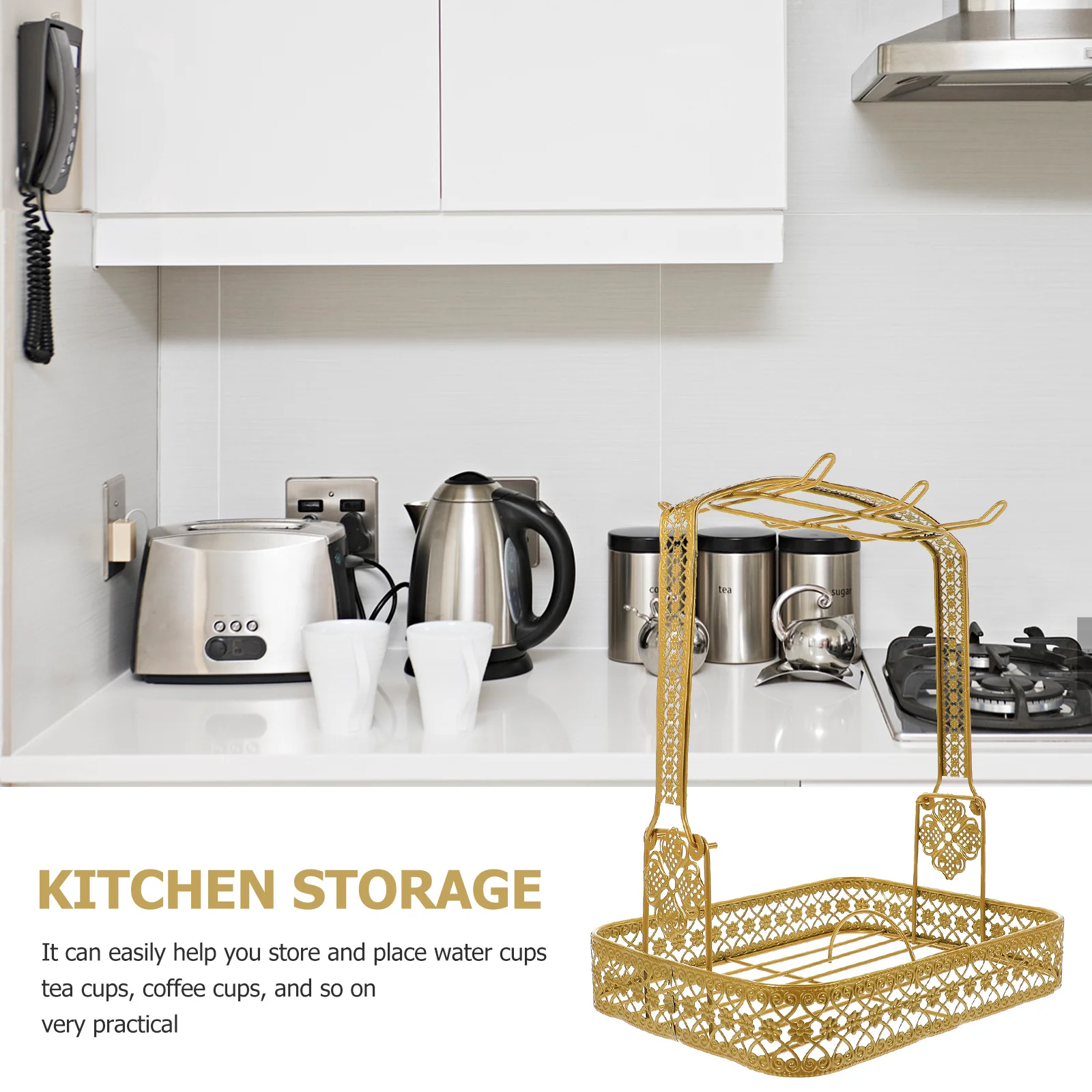 

Coffee Mug Holder Metal Iron Rack for Kitchen Countertop Tea Cup Organizer Stable Coffee Cup Saucer Display Storage Stand