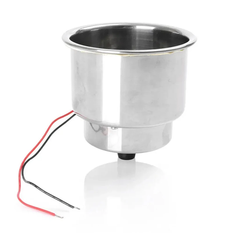 Stainless Steel LED Cup Holder Drink Holder Insert With Drain For Marine Boat LED Built-In For Boat Accessories