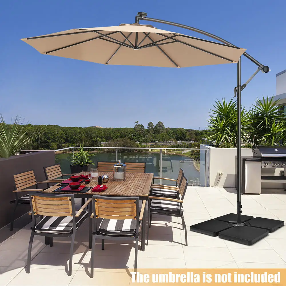 4 Pack 13L Cantilever Offset Patio Umbrella Base With Easy-Fill Spouts, Heavy Duty Stand Structure For Villa Courtyard, Cafe Outdoor Seating And Poolside Sun Shade