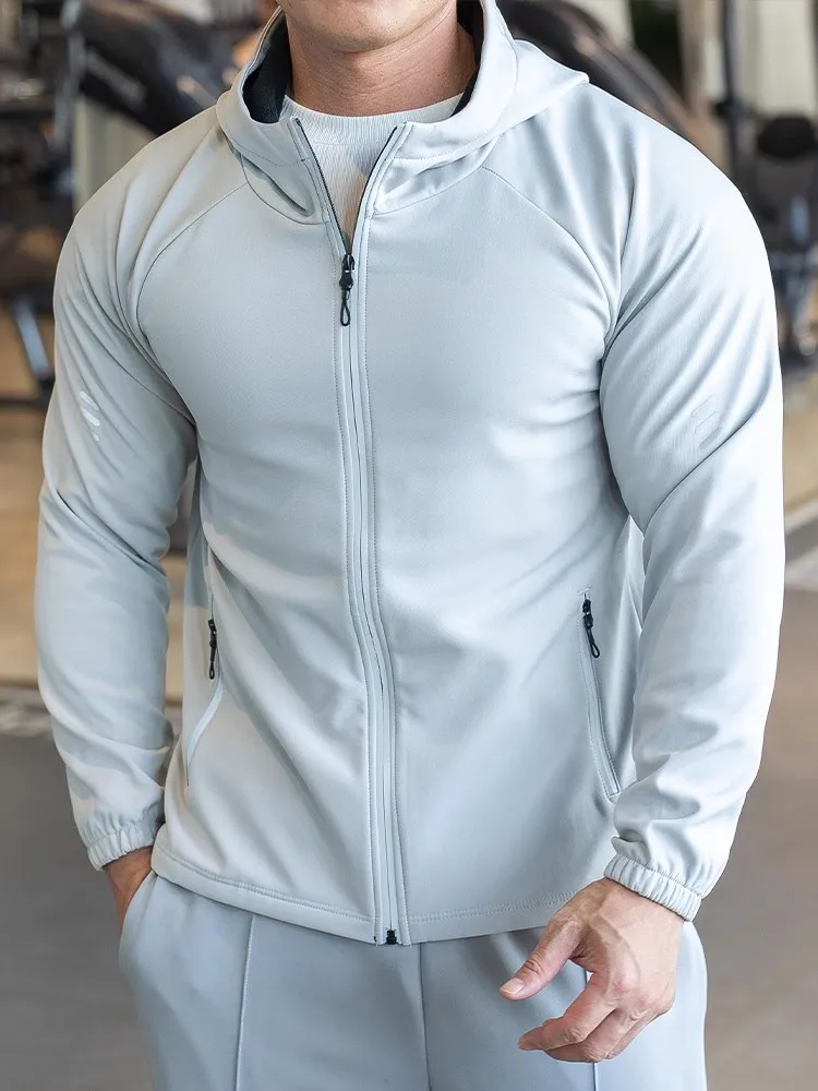Winter fleece Running Hooded Jacket Men Sport Jacket fitness Gym Outdoor Quick dry waterproof Coat Cycling Sports windbreaker