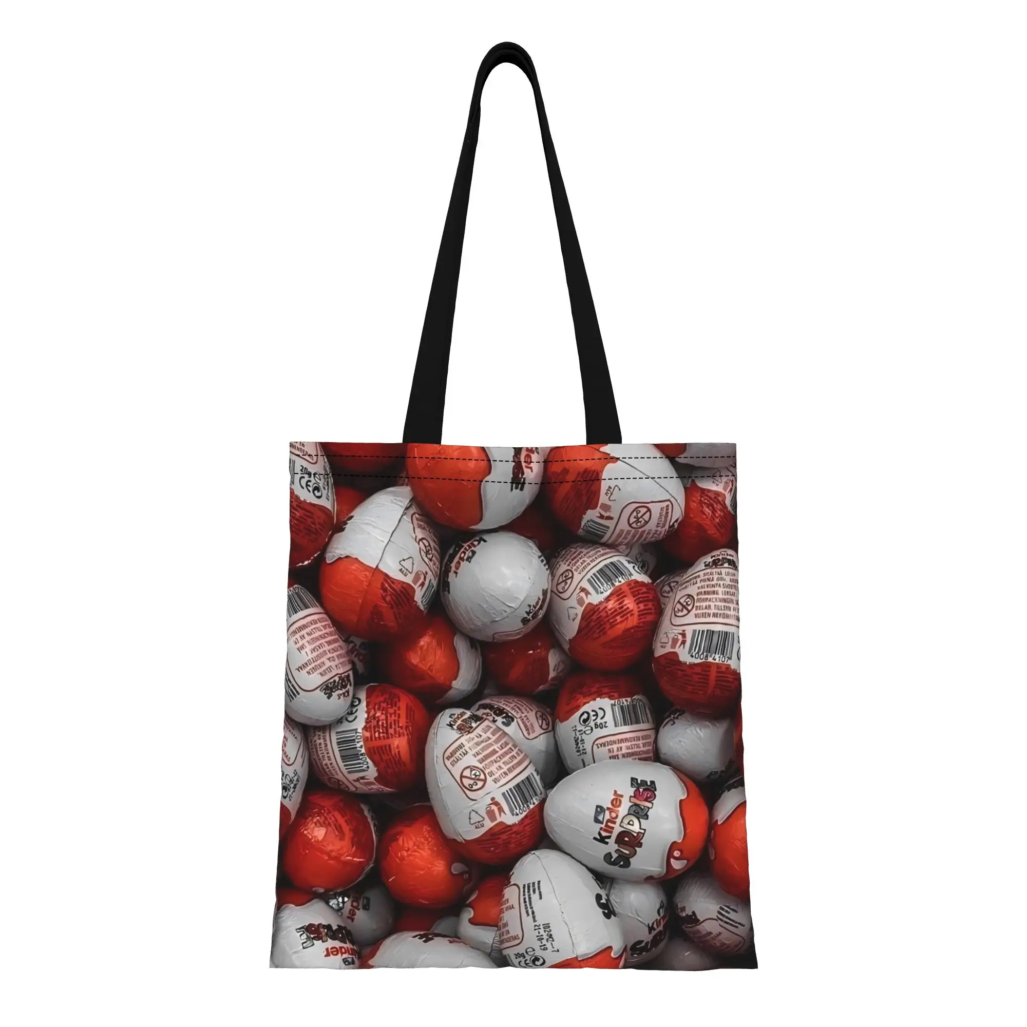 

Сумка-шоппер Kinder Canvas Tote Bag в стиле Kinder Surprise Egg Pile, идеально подходит для путешествий, женская сумка с верхней ручкой