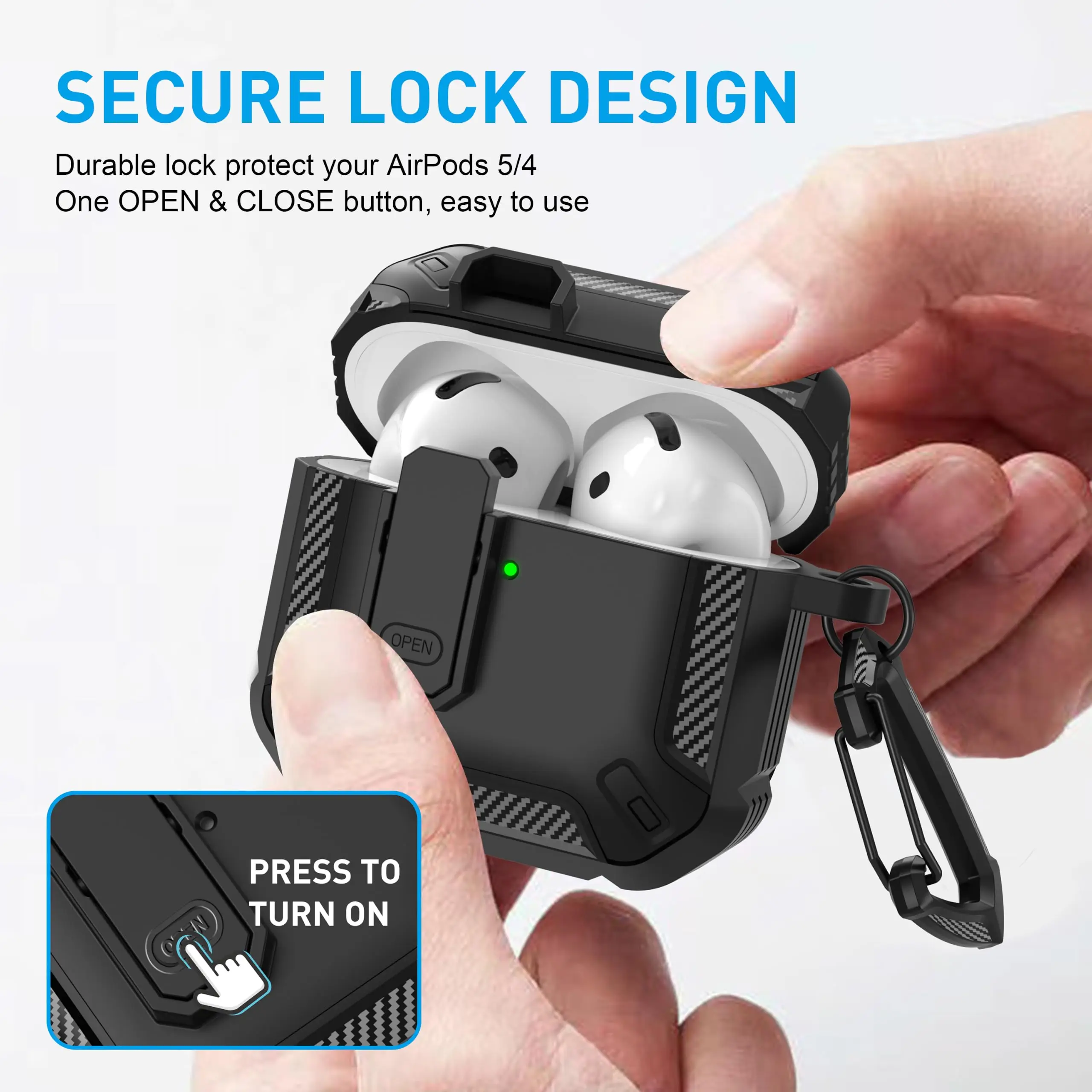 for AirPods 5/4 2026 New Case Secure Lock Design For AirPods Pro 3 Case with Cleaner Kit Carbon Fiber Case for AirPods 5/4/Pro 3