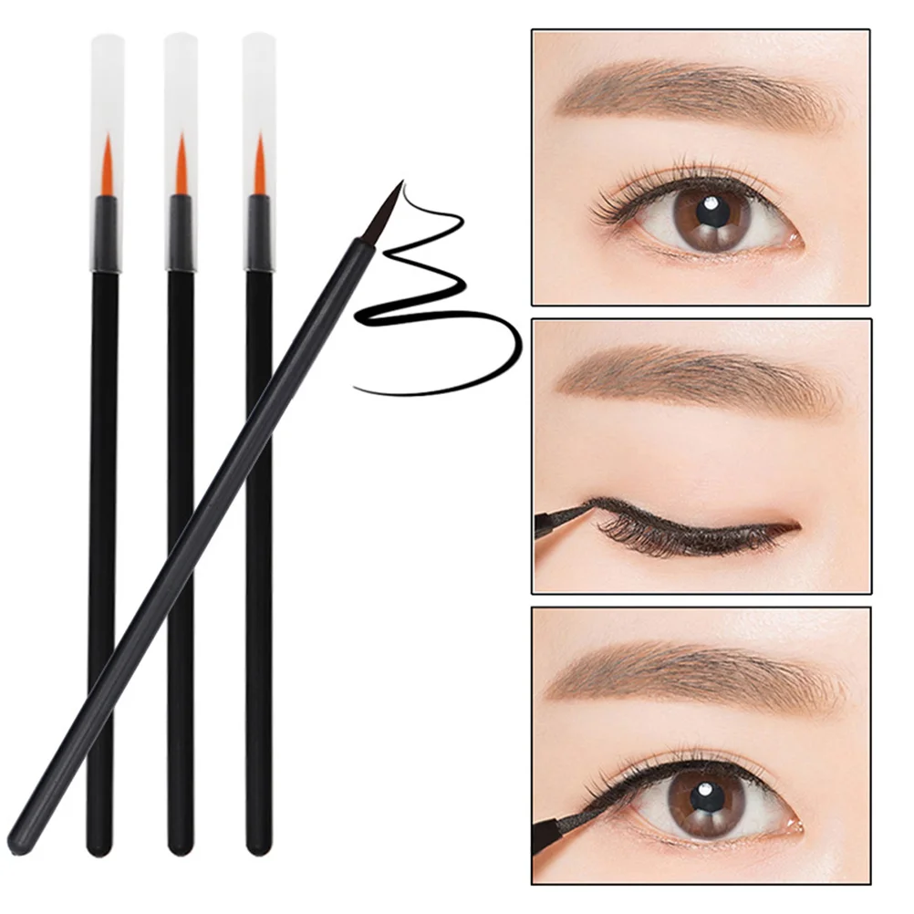 50pcs Disposable Slim Eyeliner Brush Eye Makeup Brush Applicator Makeup Wands Makeup Tool for Women (Black)