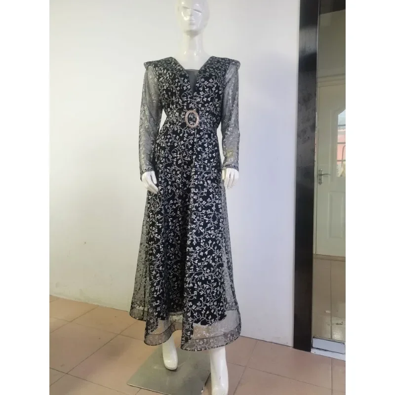 Vestidos de fiesta africanos para mujer, moda Dashiki Ankara, vestidos de boda de encaje, elegante vestido Maxi musulmán turco de talla grande,