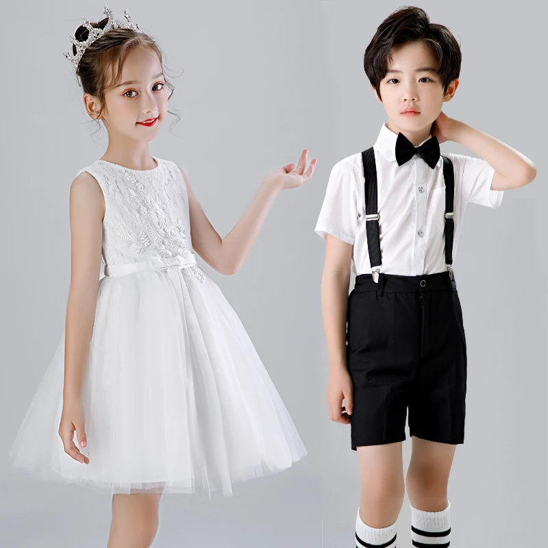 

Children's Chorus Performance Outfit Six-One Children's Day Boys' Overalls Girls' Puffy Skirt Stage Costume Nursery Graduatio...
