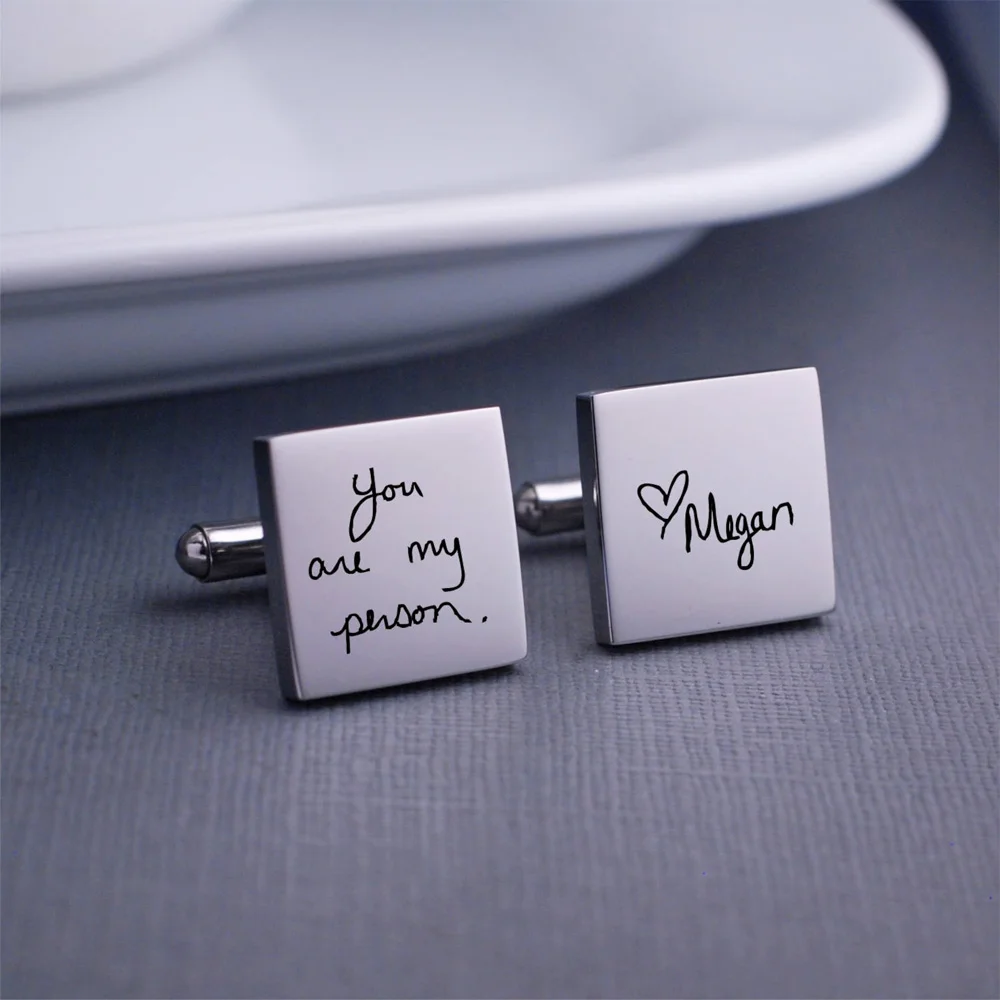 Personalized CUFFLINKS for Groom Cuff Links for Groomsmen Gifts, Handwriting Cufflinks,Wedding Gift, Custom Cufflinks