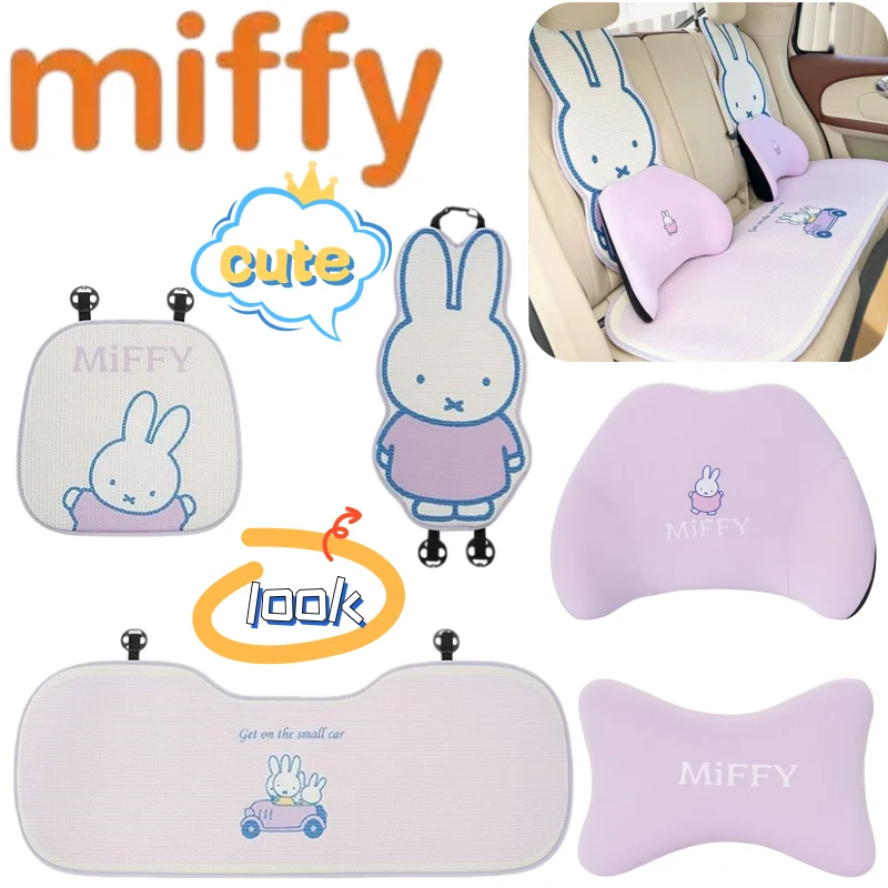 Neues Miffy-Autositzkissen mit hochwertigem Cartoon-Print, kreativ und niedlich für Mädchen, universeller Autositzbezug für alle Jahreszeiten.
