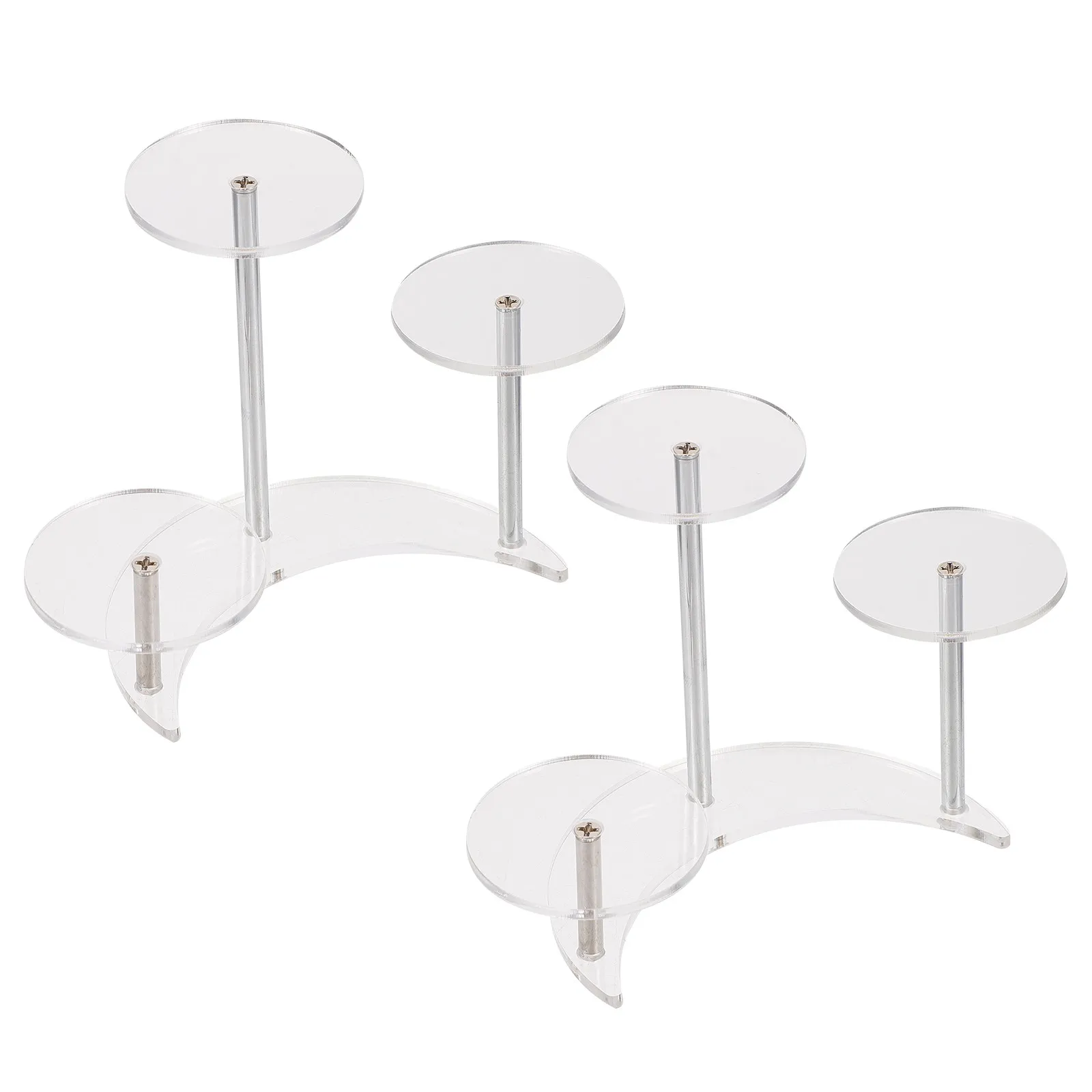 2pcs Acrylic Display Rack Moon Shape Transparent Holder For Jewelry Art Collectibles 360° Display Waterproof Scratch Resistant