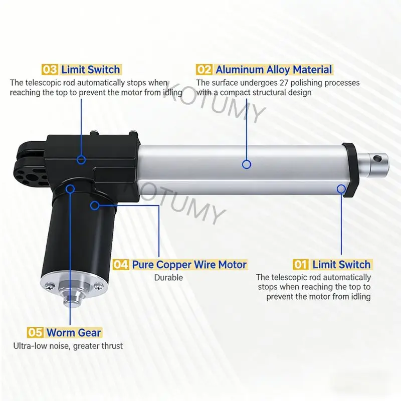 

Мощный электрический телескопический привод 12В/24В постоянного тока для модификации подголовников диванов