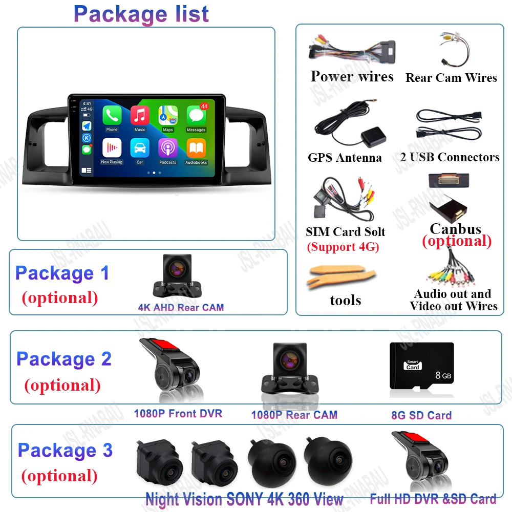 "أندرويد 15 لتويوتا كورولا E120 BYD F3 2007 - 2011 راديو السيارة الملاحة مشغل وسائط متعددة ستيريو نظام تحديد المواقع واي فاي + 4G DSP Carplay + Aut #3